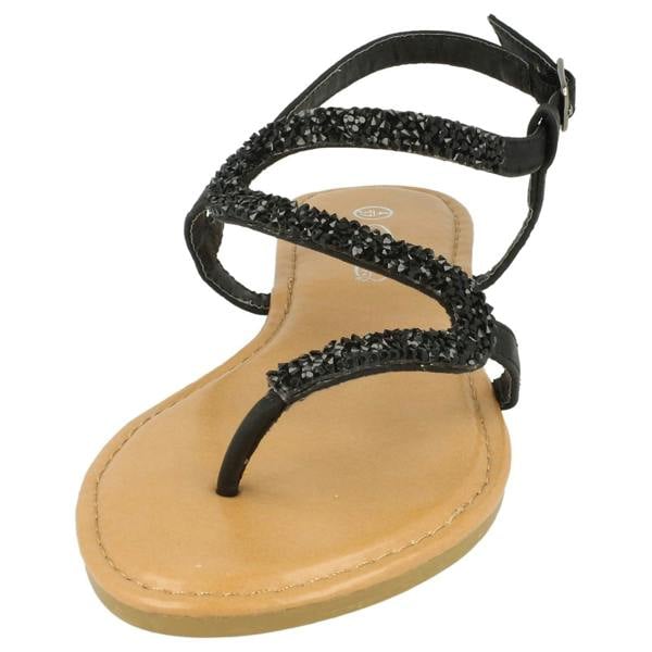 Spot On Ladies Spot On Open Toe Glitter Swirl Sandals