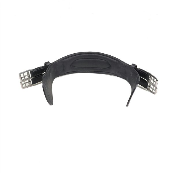 eQuitack Padded Leather Short Dressage Girth With Roller Buckles Black