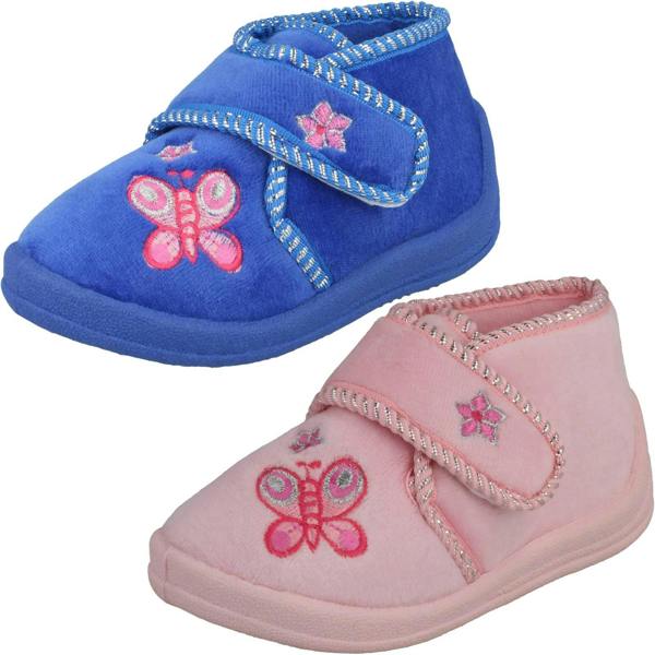 Spot On Girls Spot On Bootee Slippers With Butterfly Detail X2030