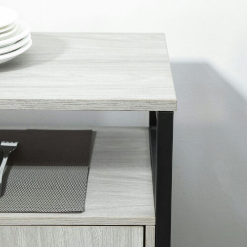 Wyld Haus Vara Light Grey Sideboard with Steel Frame 2 Doors 4 Shelves