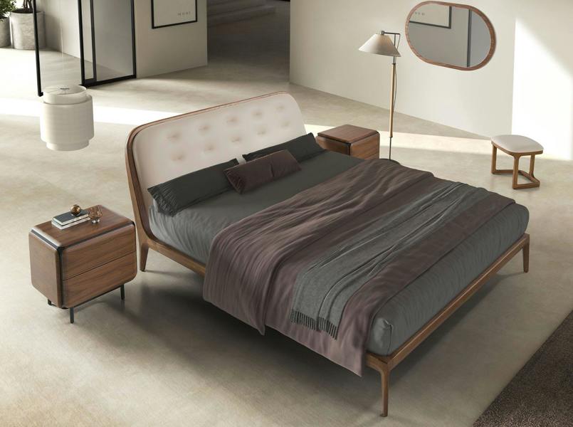 Angel Cerdá Bedside Table in Walnut, Wenge and Brown Metal Steel 7237