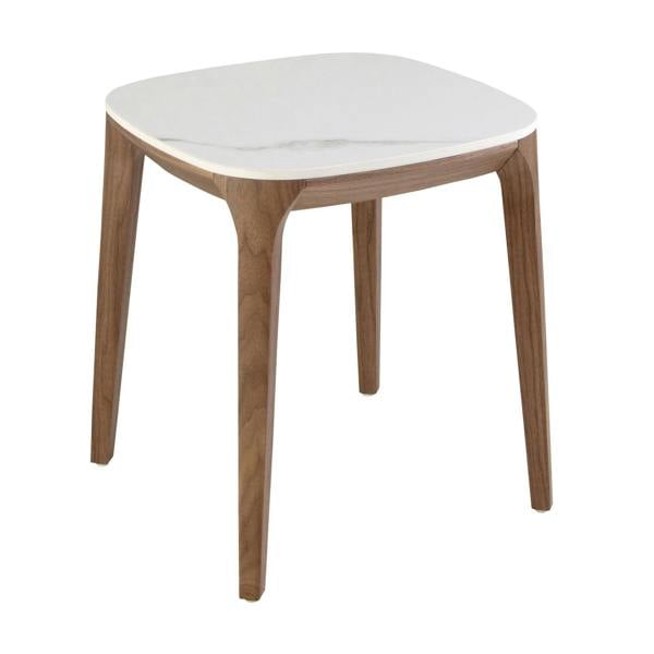 Angel Cerdá Porcelain Marble and Walnut Square Corner Table 2133