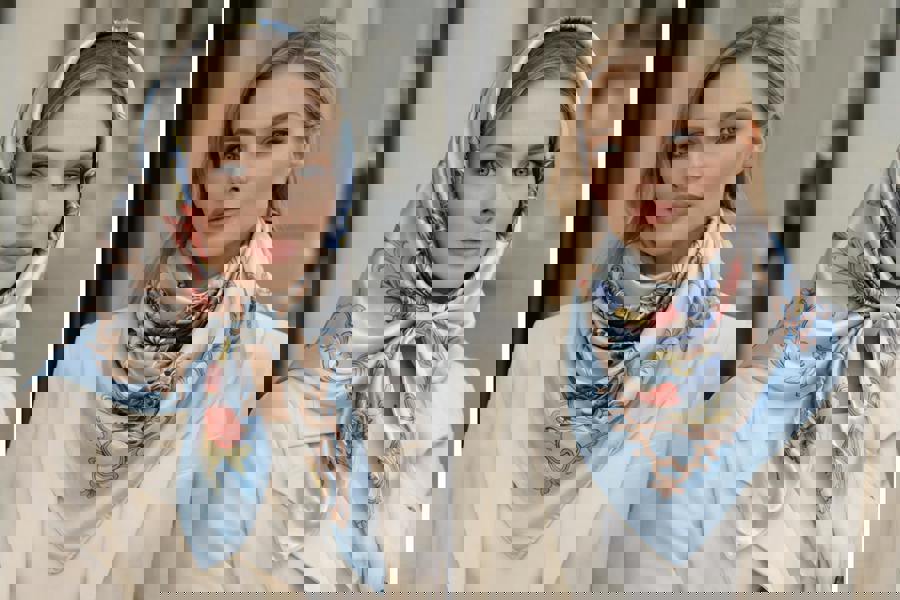 Anyyou Fashion Premium Satin Square Scarf – Roses Blue Silk-Feel Neckwrap for Women