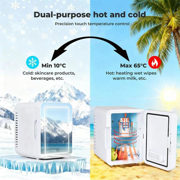 Spector Mini Fridge 5L Portable Cooler Warmer with Mirror for Bedroom Office Car