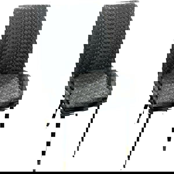 IH Design Grey PU Leather Steel Legs Dining Chairs (Set of 2)