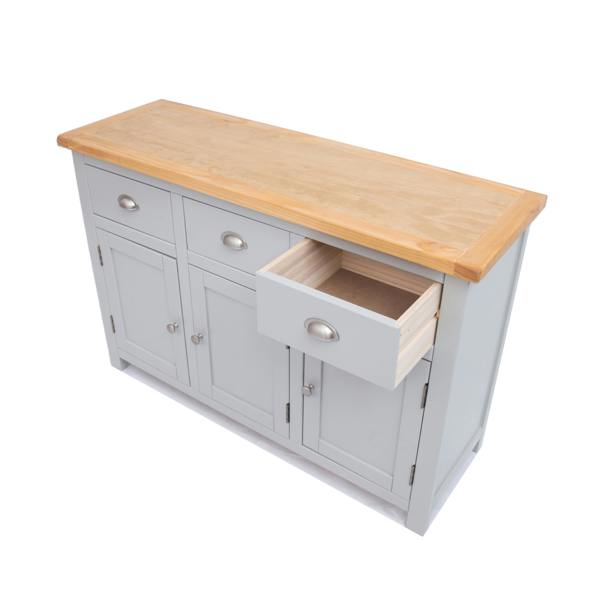 Cabinet Bits Argenta Light Grey 3 Drawer 3 Door Sideboard Chrome Cup Handle