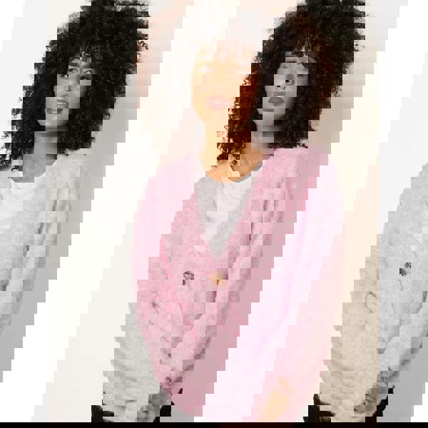 Blue Vanilla Gold Tone Flower Embossed Button Cardigan