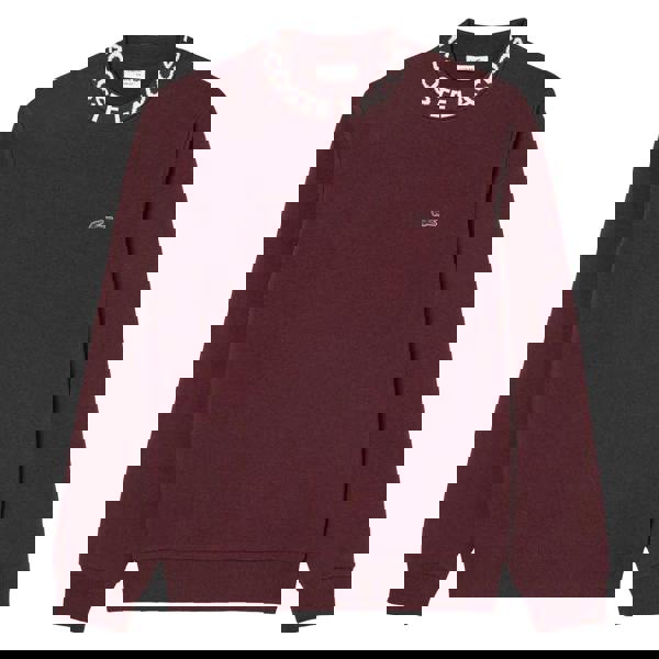 Lacoste Mens Logo Crew Neck Sweatshirt - Maroon Red - 