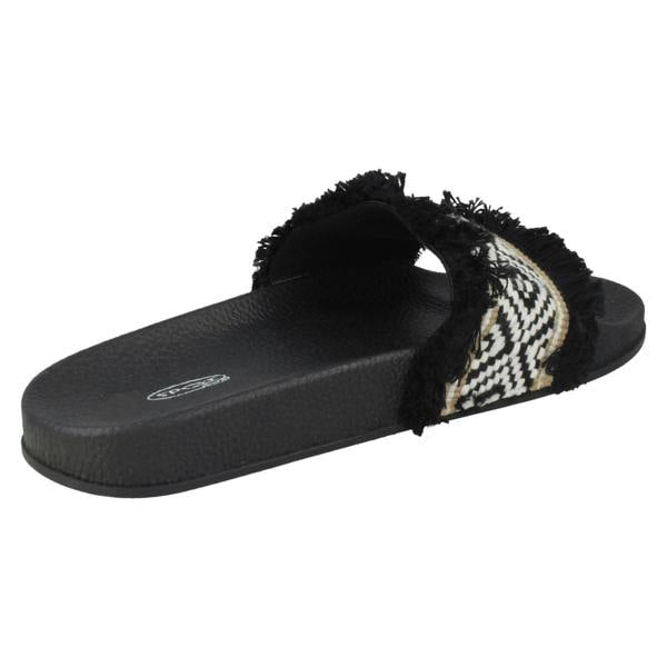 Spot On Ladies Spot On Fringe Trim Sliders