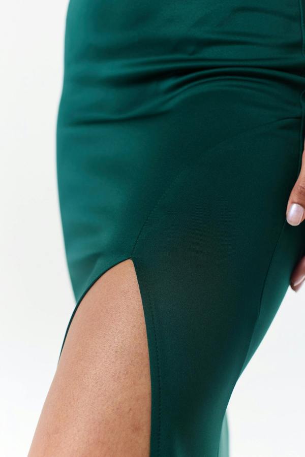 LuvForever Green Bandeau Side Slit Maxi Dress
