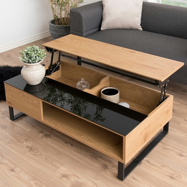 Furniture To Go Azalea Lift Up Coffee Table in Black & Oak
