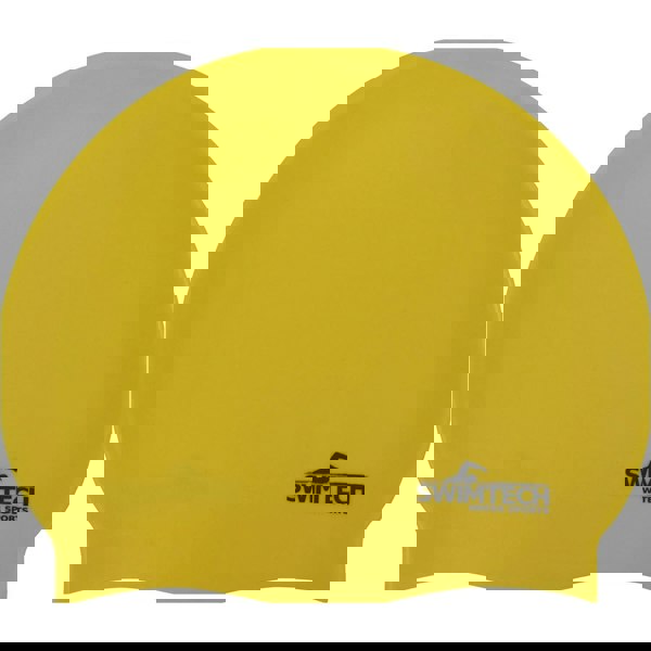 ONE SIZE Silicone Swim Cap - YELLOW - Comfort Fit Unisex Swimming Hair Hat