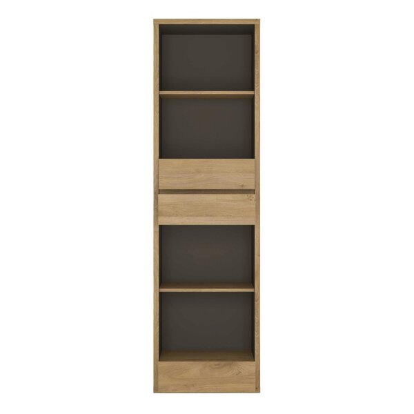 Wyld Haus Athens Natural Oak Wood Effect Tall Narrow 3 Drawer Bookcase