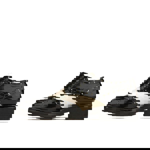 Embassy London Eton - Cream & Black - Women's square toe leather lace up in white & black