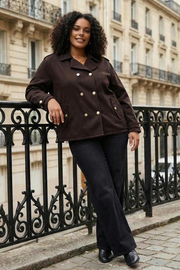 WOVCOR Plus Size Denim Jacket
