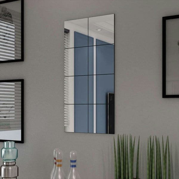 Berkfield Frameless Mirror Tiles Glass 8 pcs 20.5 cm