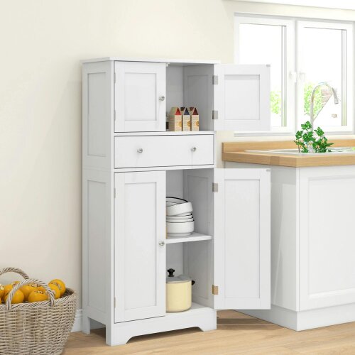 Wyld Haus Elne Vael Wooden White Freestanding Multi Storage Kitchen Cabinet