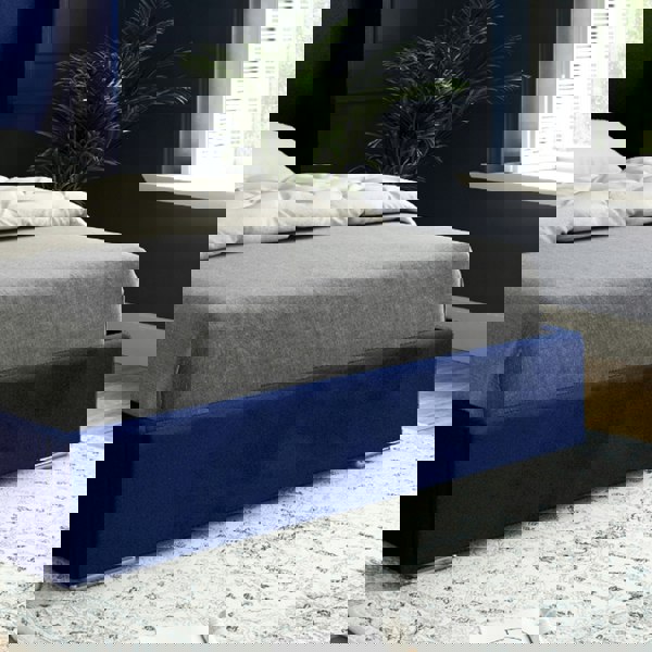 Casa Magna Bellini Wide Curved Winged Upholstered Soft Velvet Bed Frame - Blue