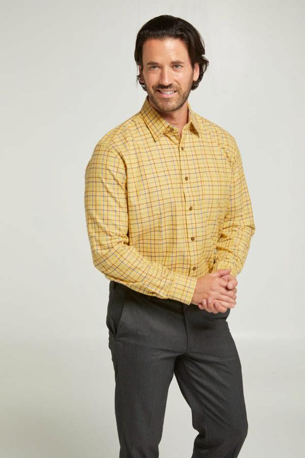 Mustard Tattersall Check Warm Handle Shirt