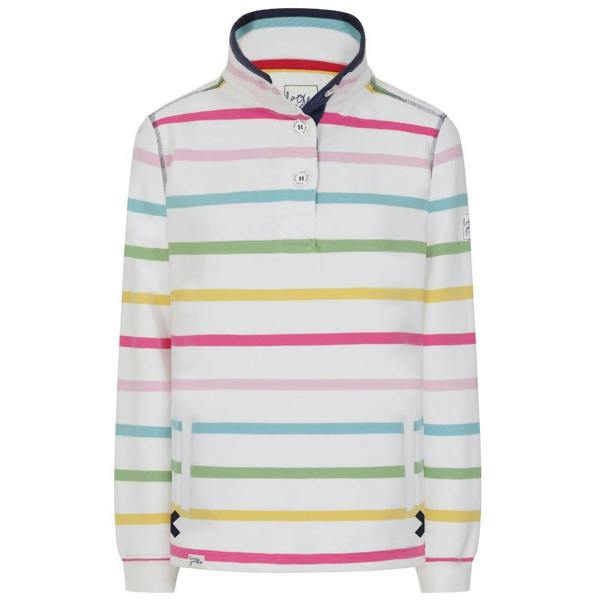 Lazy Jacks Womens/Ladies Striped Button Neck Sweatshirt - Brights - 