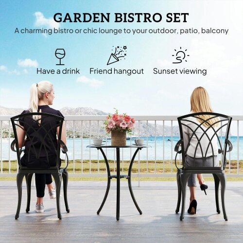 Wyld Haus Sazzotti Brown Cast Aluminium Garden Bistro Set With 2 Armchairs And Round Table