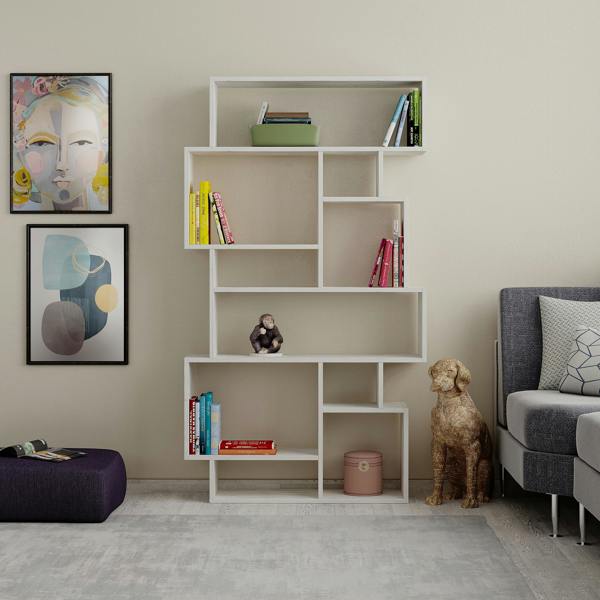 Decortie Karmato Modern Bookcase Display Unit with 10 Compartments 168.5cm Tall