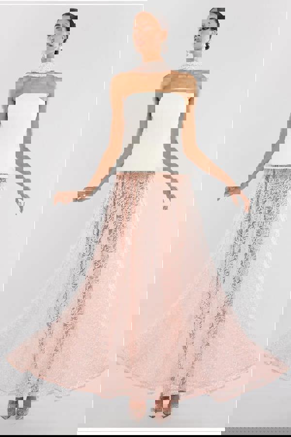 Floral Lace A-Line Maxi Skirt SK48