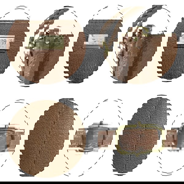 Assots London 'LINBY' Dark Tan Pebble Grain Leather Crossbody Sling Bag