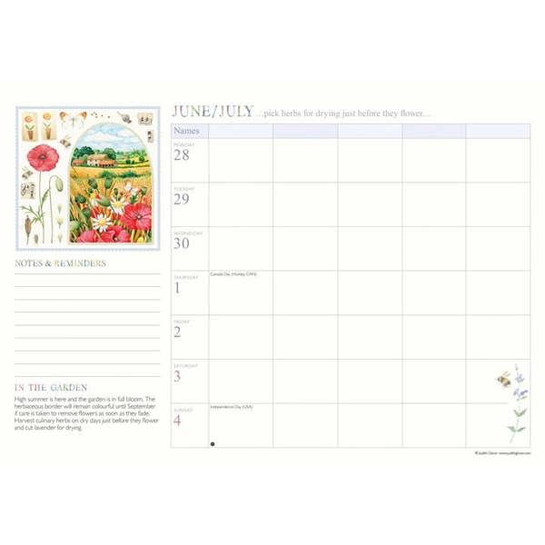Judith Glover, Garden Days A4 Family Organiser 2027, Family Planners, Month To View, Lifestyle, Gift
