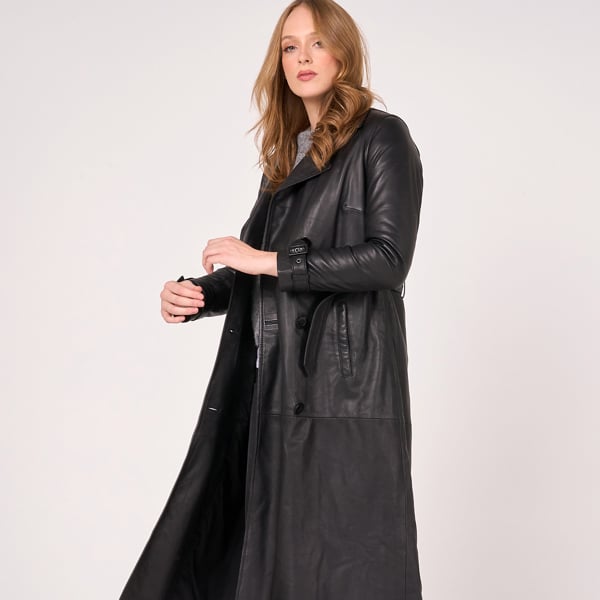 Barneys Originals Women's Real Leather Trench Coat