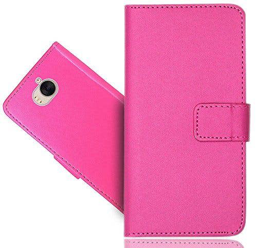 Huawei Y6 2017 Case, PU Leather Wallet Case Flip Cover with Card Slots & Stand For Huawei Y6 2017 - Pink