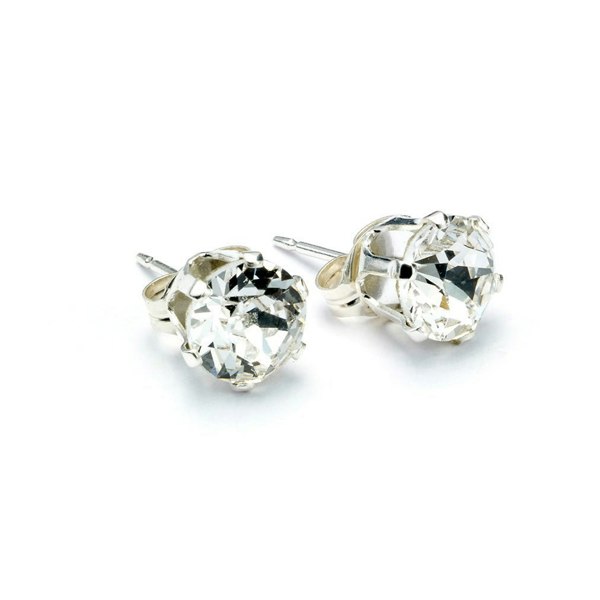 Clear Crystal Silver Stud Earrings - MYLEE London