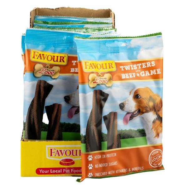 Favour Twisters Dog Treats with Beef & Game 100g