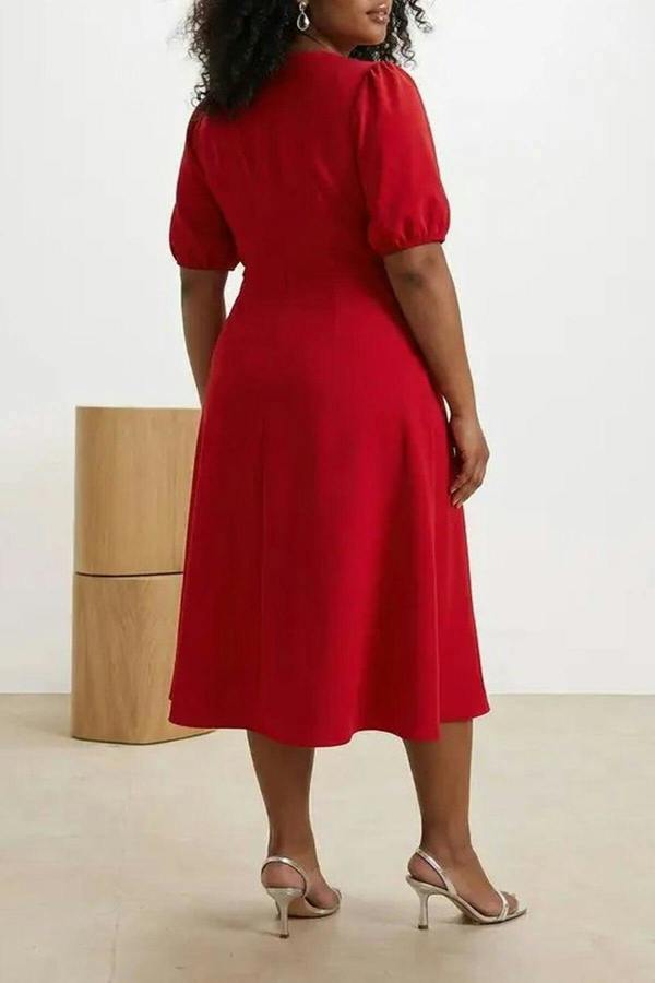 WOVCOR A-Line Woven Elegant Dress with Bow Detail