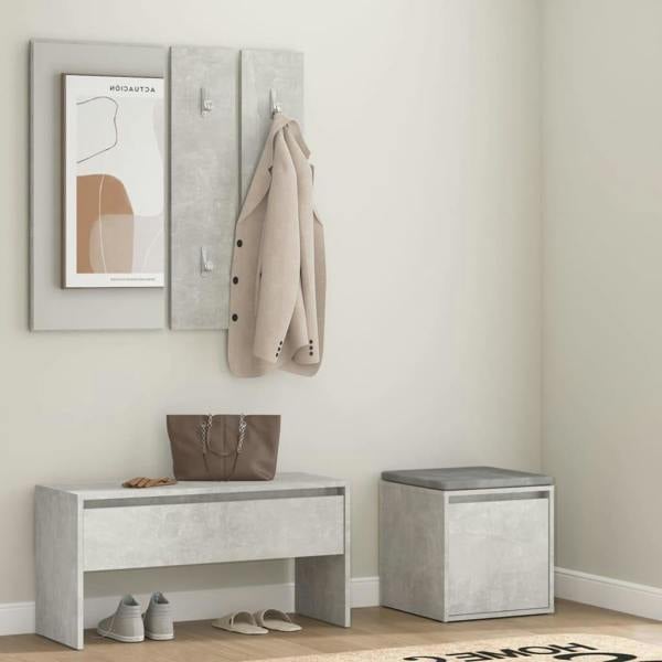 Berkfield Hallway Furniture Set Concrete Grey Engineered Wood