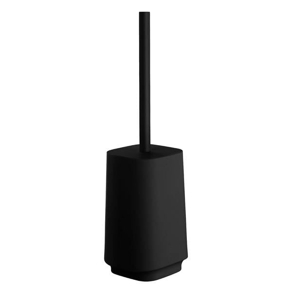 Black plastic square toilet brush and holder