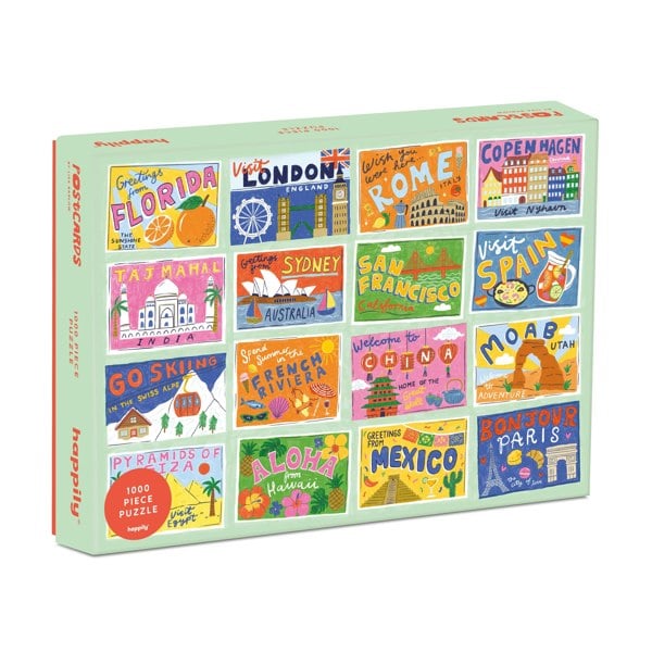 Happily Puzzles Postcards - 1,000 Piece Jigsaw Puzzle
