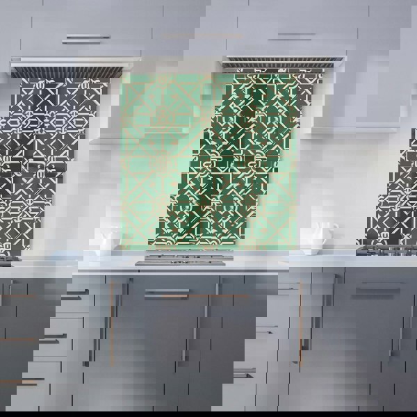 Warren Reed - Designer Green Lattice Design Kitchen Splashback
