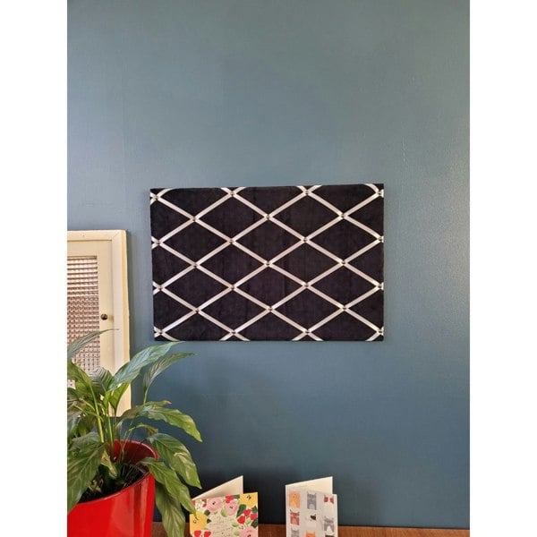 Notice Board - Black Velvet with Silver Ribbons