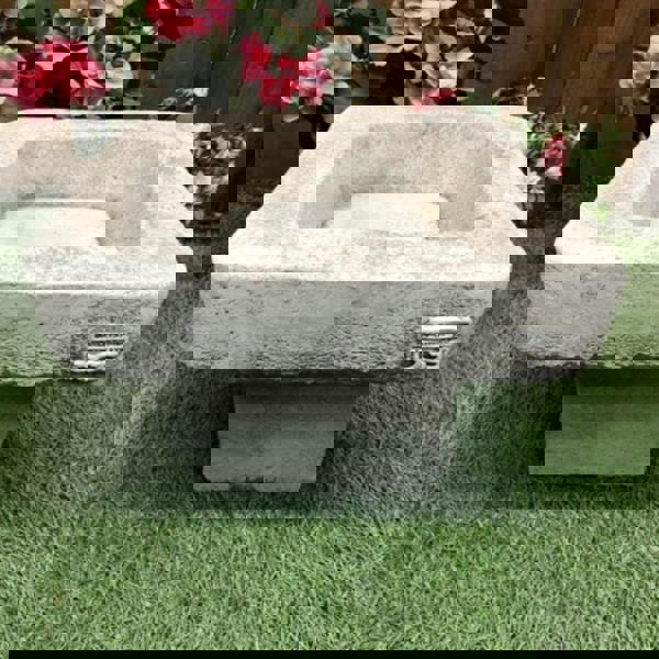 Stone Cast Plain Low Square Birdbath 18 kg