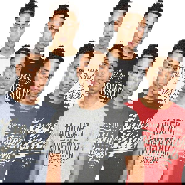 Crosshatch Mens Luckmoore Printed T-Shirt (Pack of 5) - White/Black/Navy/Grey/Red