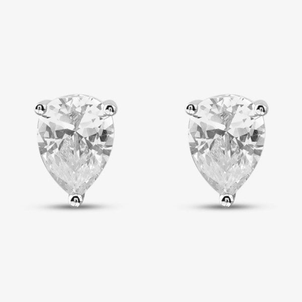 T. H. Baker Silver Cubic Zirconia Oval Pear Traingle Set Of Three Stud Earrings OJS0037