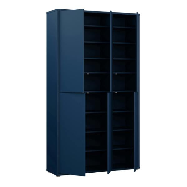 Furniture To Go Alice Springs Tall Shoe Cabinet with 6 Doors Push-to-Open in Night Blue
