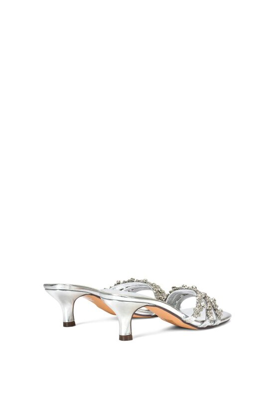 XY LONDON Mid Stiletto Heel Diamante Strappy Heeled Mules
