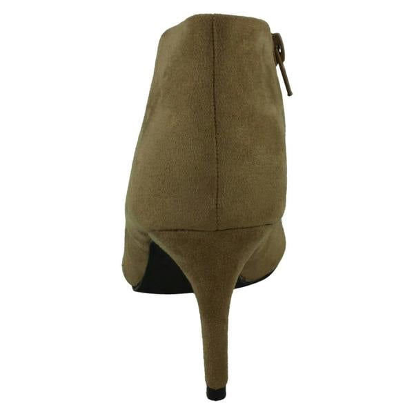 Spot On Ladies Spot On High Heel Low Cut Ankle Boot with Metal Heel Trim F51229