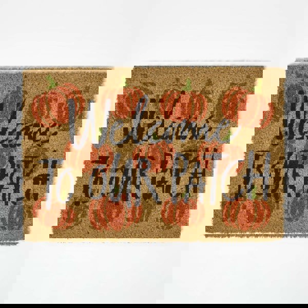 HOMESCAPES Pumpkin Patch Non-Slip Coir Doormat, 40 x 60 cm