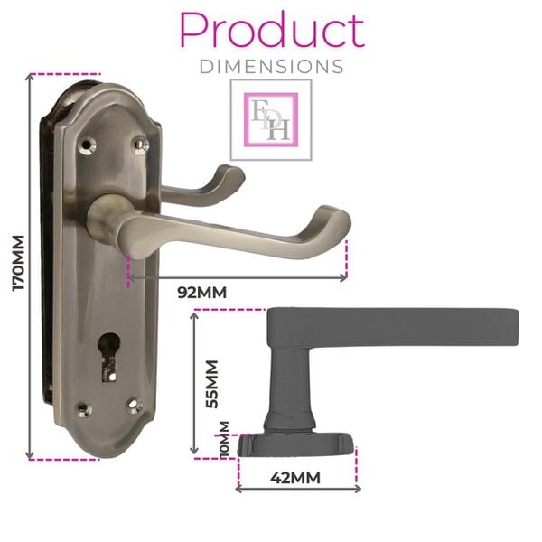EDH Door Hardware Askworth's Premium Satin Nickel Internal Lock Door Handle Set 1 Pair