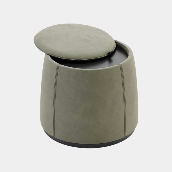 Domkapa Taylor Suede Pouf with Cushion Top & Under Seat Storage