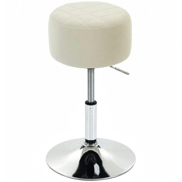 Bar Stool Adjustable Swivel Chair Velvet-Feel Seat 1 Piece, Beige