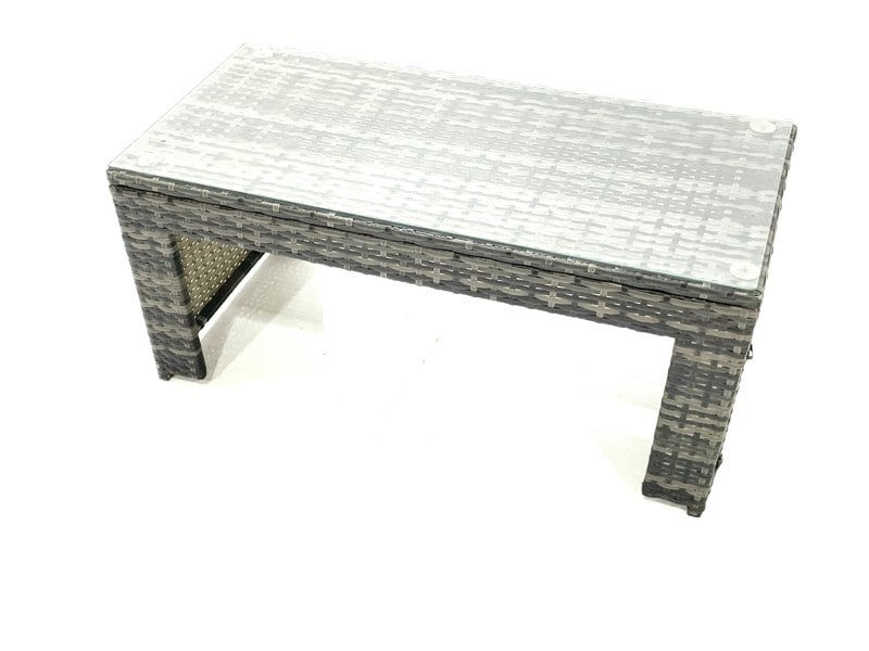 Fimous 6 Seater Rattan Garden Sofa Lounge Set with Coffee Table & 2 Footstools - Dark Grey